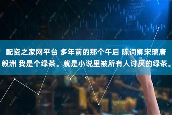 配资之家网平台 多年前的那个午后 陈词卿宋璃唐毅洲 我是个绿茶。就是小说里被所有人讨厌的绿茶。